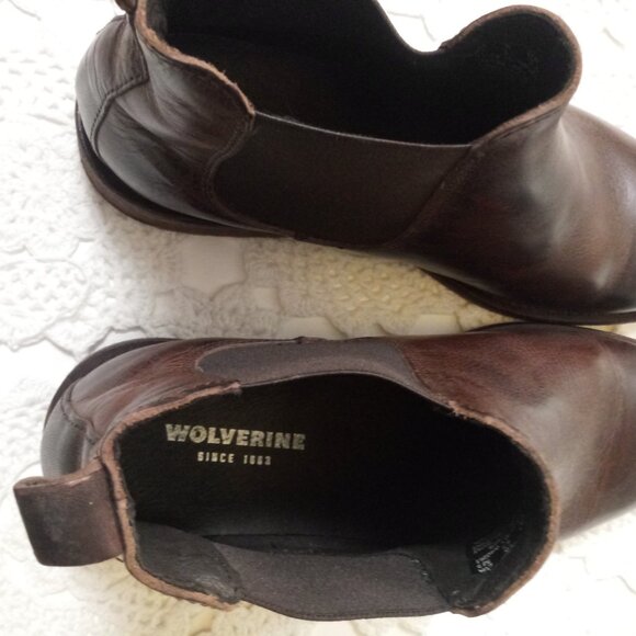 Wolverine Ankle Chelsea Boots Dark Brown Burnished Leather Almond Toe 7.5 Women - Picture 7 of 10